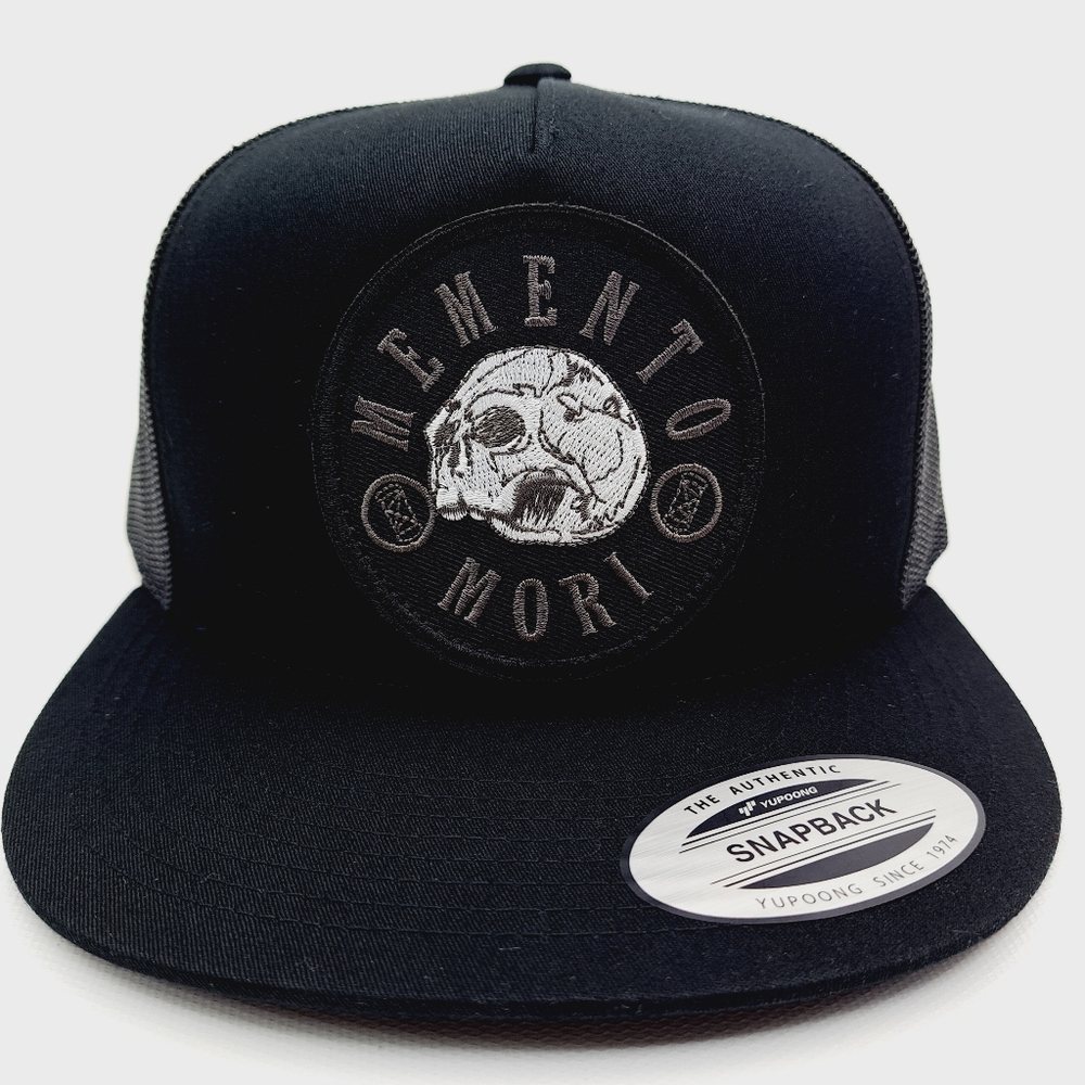 Memento Mori Flat Bill Trucker Mesh Snapback Hat Cap Embroidered Pa…